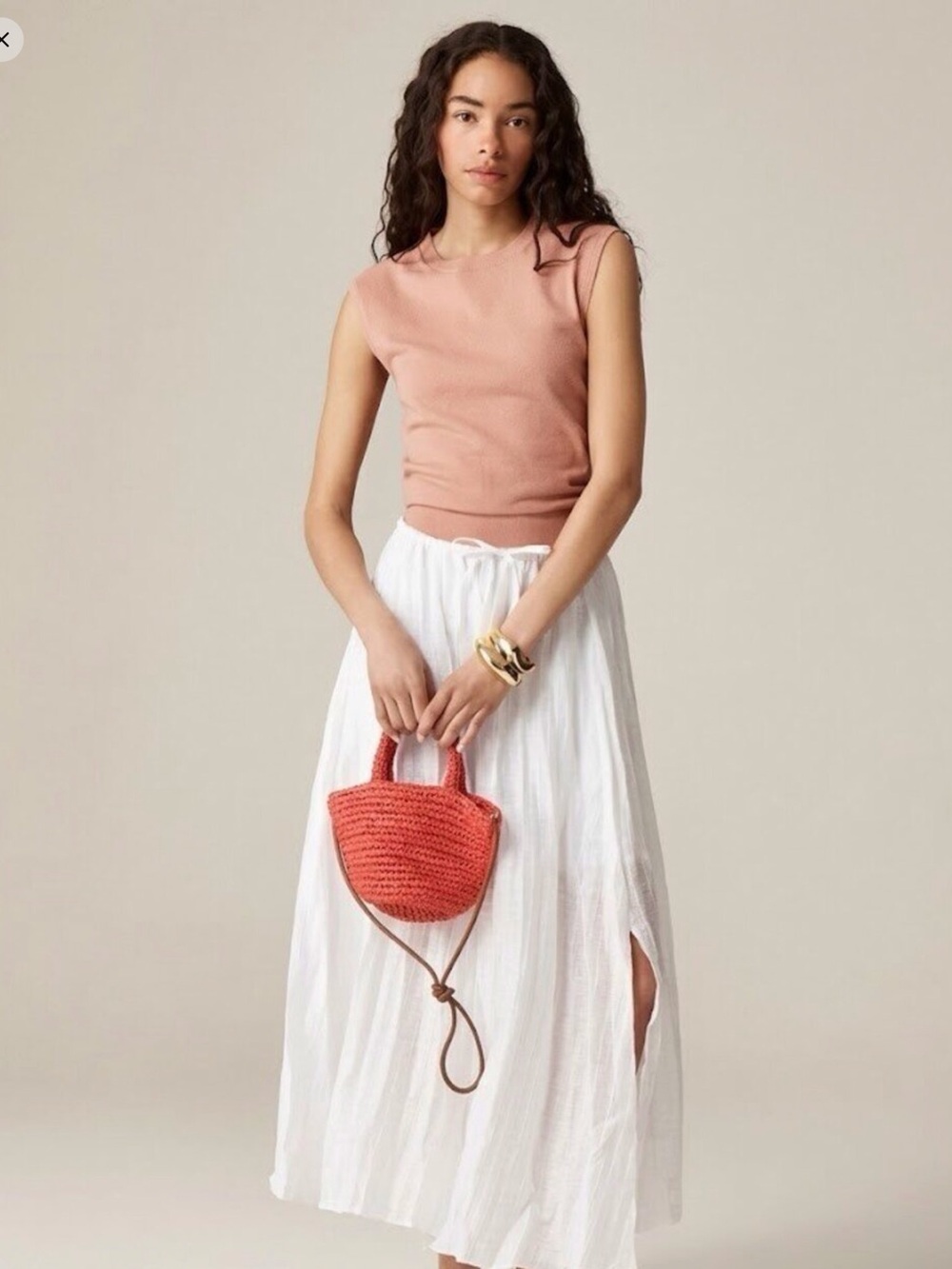 NWT J. Crew Featherweight Cashmere-Blend Cropped Sweater Shell in Rosy Dune
